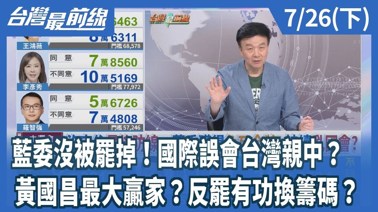 藍委沒被罷掉！國際誤會台灣親中？ 黃國昌最大贏家？反罷有功換籌碼？